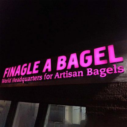 Finagle A Bagel World Headquarters 3D Frontlit Channel Letters Led Light Sign