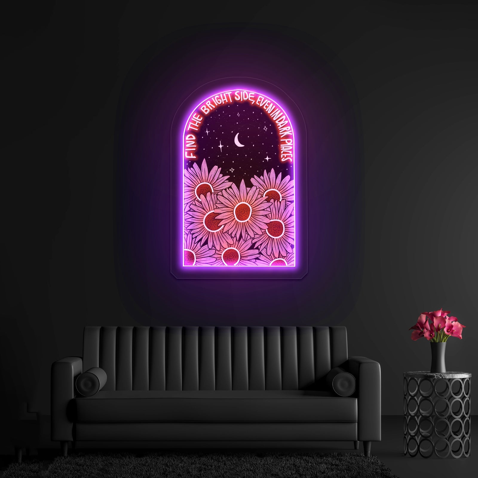 Find The Bright Side Even In Dark Places Neon Peace Sign - Shineneon
