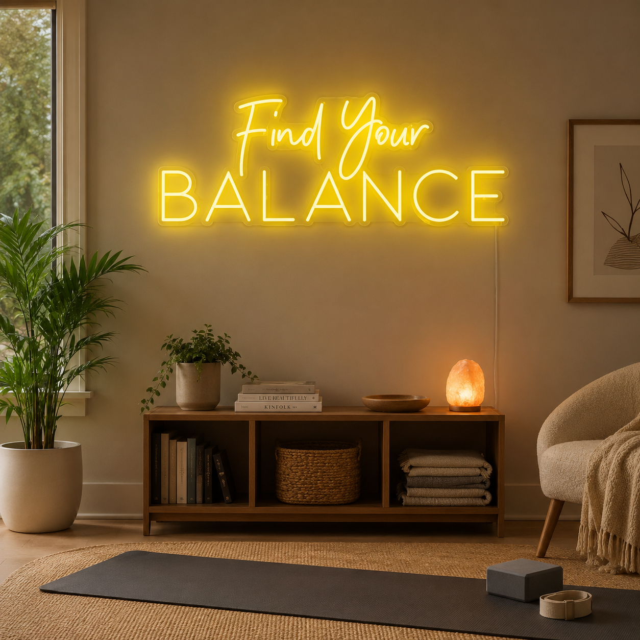 Find Your Balance Are Wall Decor LED Neon Sign - 03 Real Lifestyle Scene