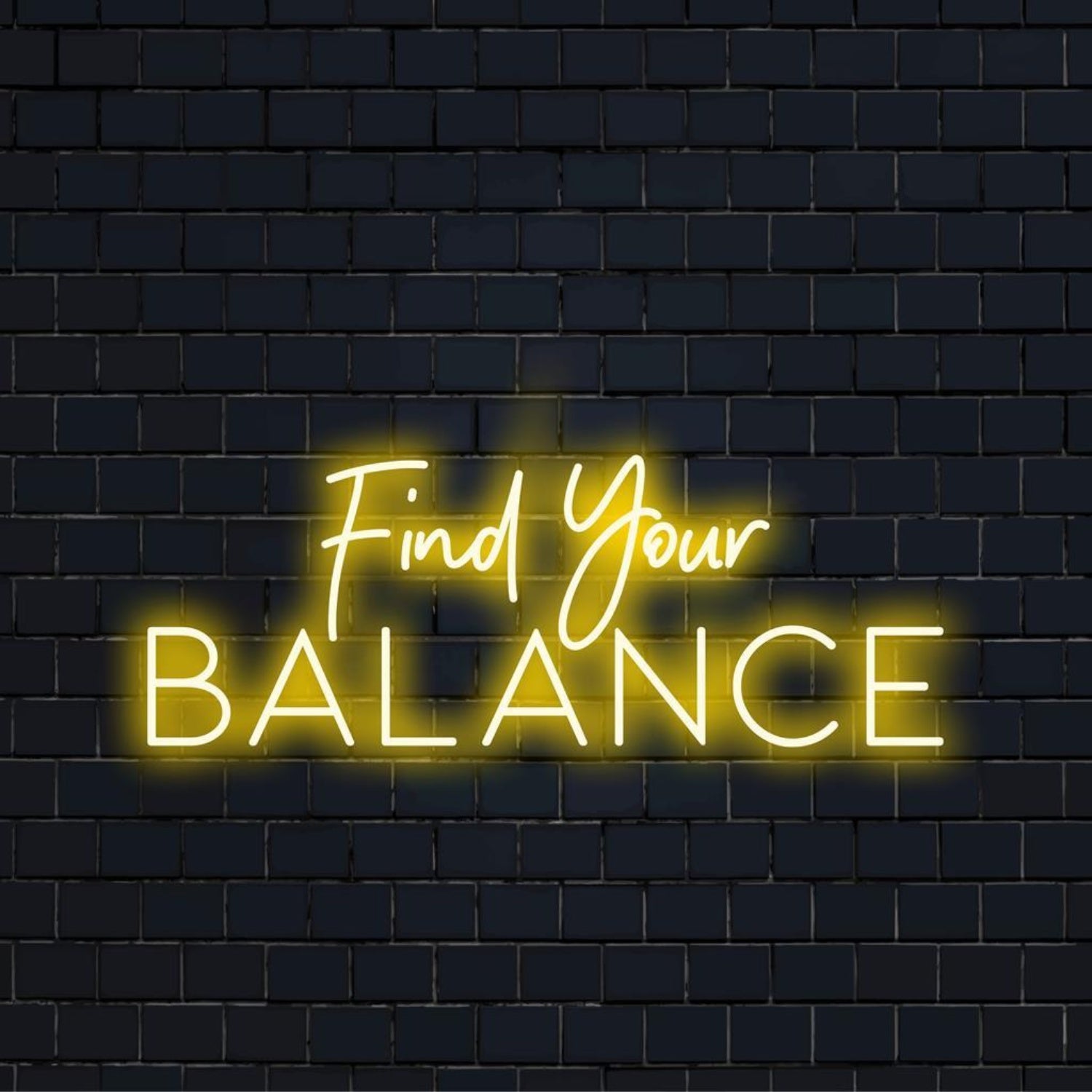 Find Your Balance Bright Yellow Led Neon Sign For Yoga Studios And Gyms | Shineneon