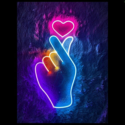 Finger Heart Gradient Led Neon Sign For Bedroom And Cafe Wall Decor | Shineneon