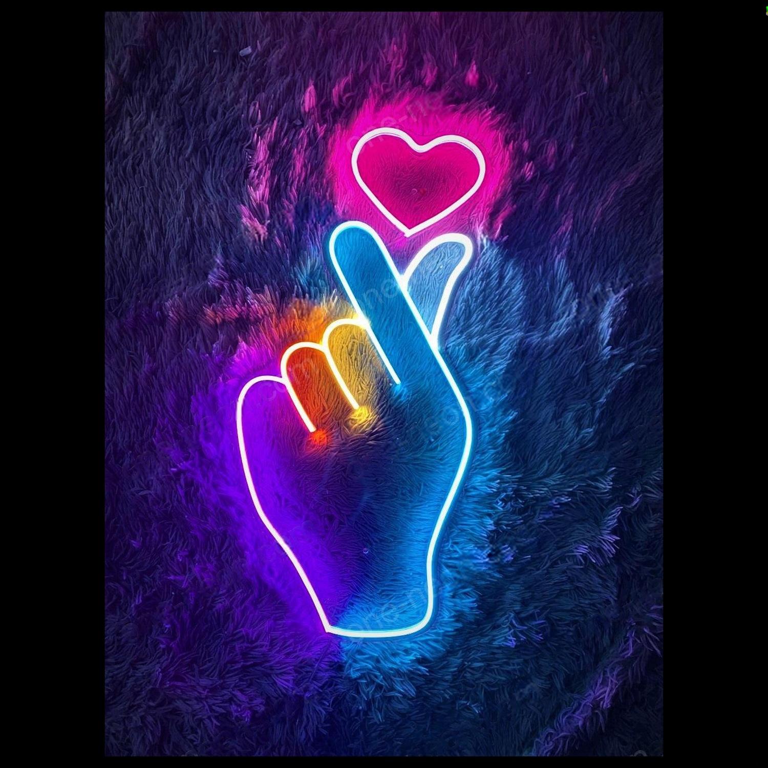 Finger Heart Gradient Led Neon Sign For Bedroom And Cafe Wall Decor | Shineneon
