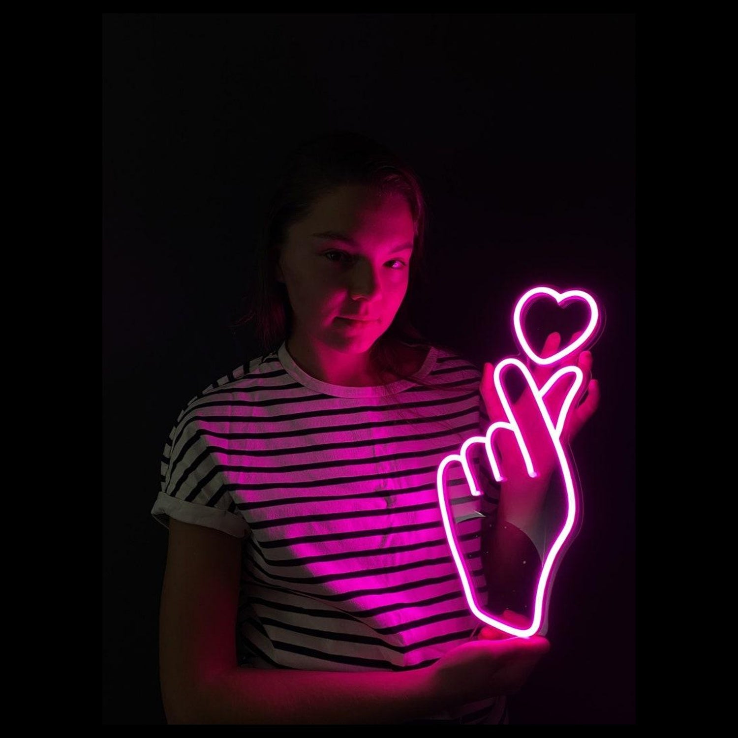 Finger Heart Gradient Led Neon Sign For Bedroom And Cafe Wall Decor | Shineneon