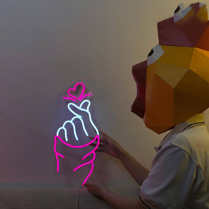 Finger Heart Hand Led Neon Sign Line Art Led Neon Sign | Shineneon