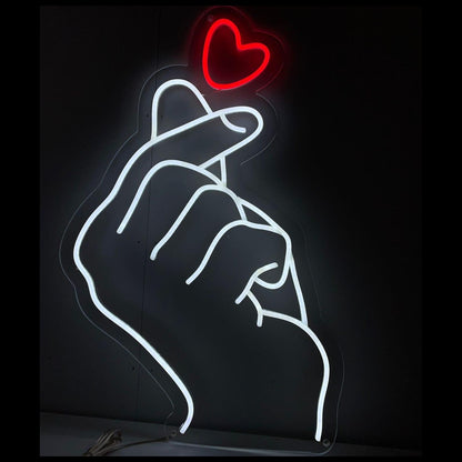 Finger Heart Red-White Led Neon Sign For Home Decor Indoor Party | Shineneon