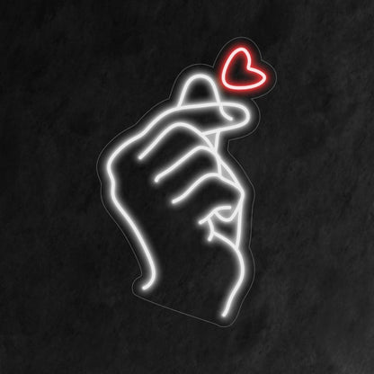 Finger Heart Red-White Led Neon Sign For Home Decor Indoor Party | Shineneon