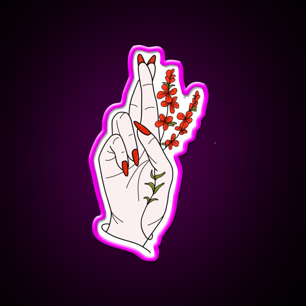 Fingers Crossed Flowers Nail Salon Led Neon Sign Rgb Color - Shineneon