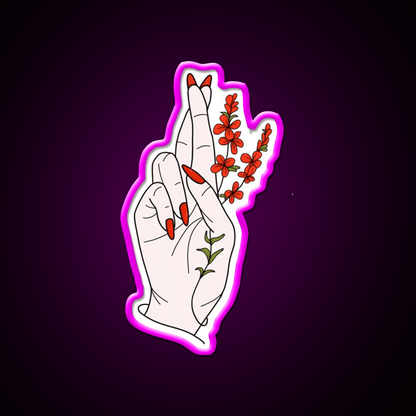 Fingers Crossed Flowers Nail Salon Led Neon Sign Rgb Color - Shineneon