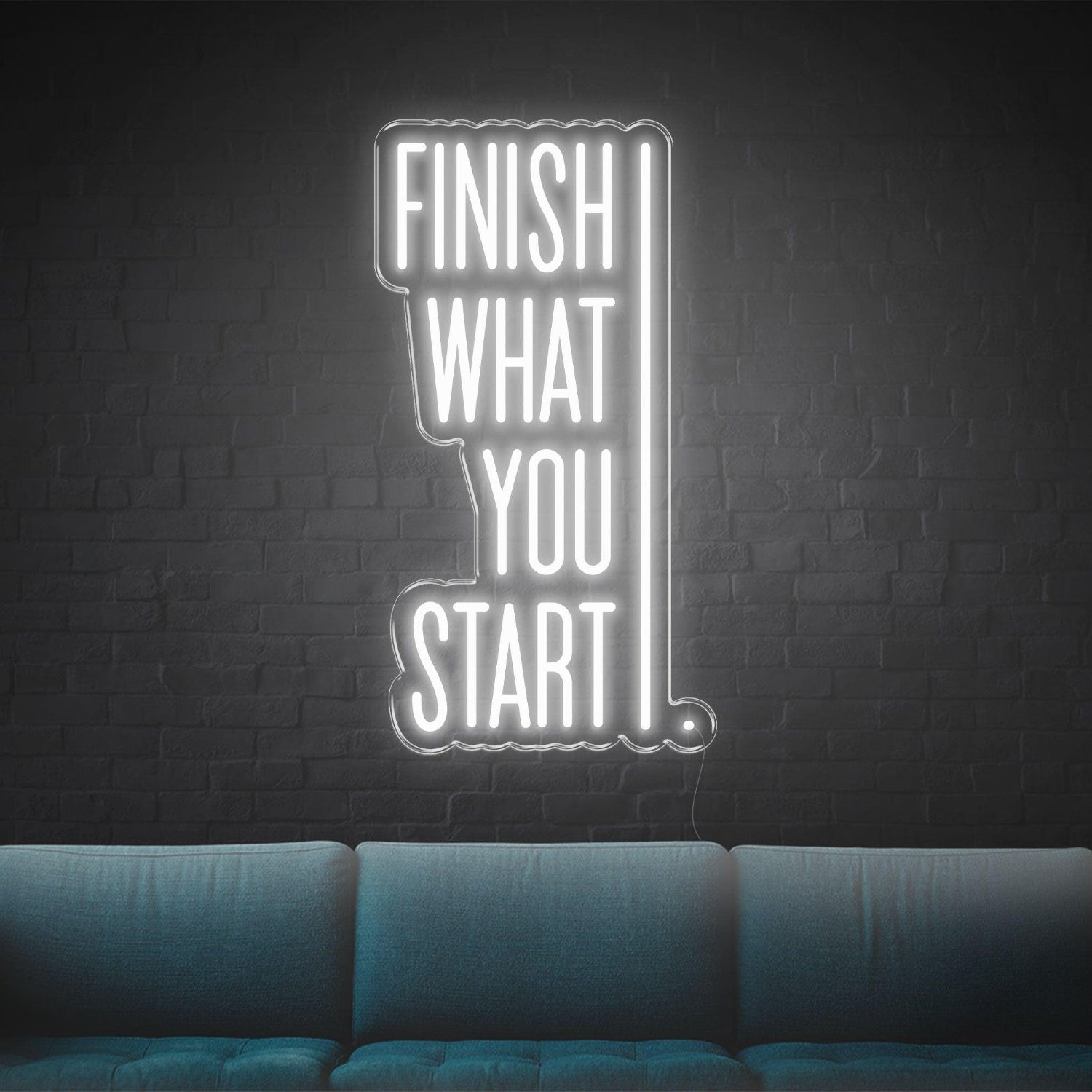 Finish What You Start Blue-White Led Neon Sign For Modern Indoor Decor | Shineneon