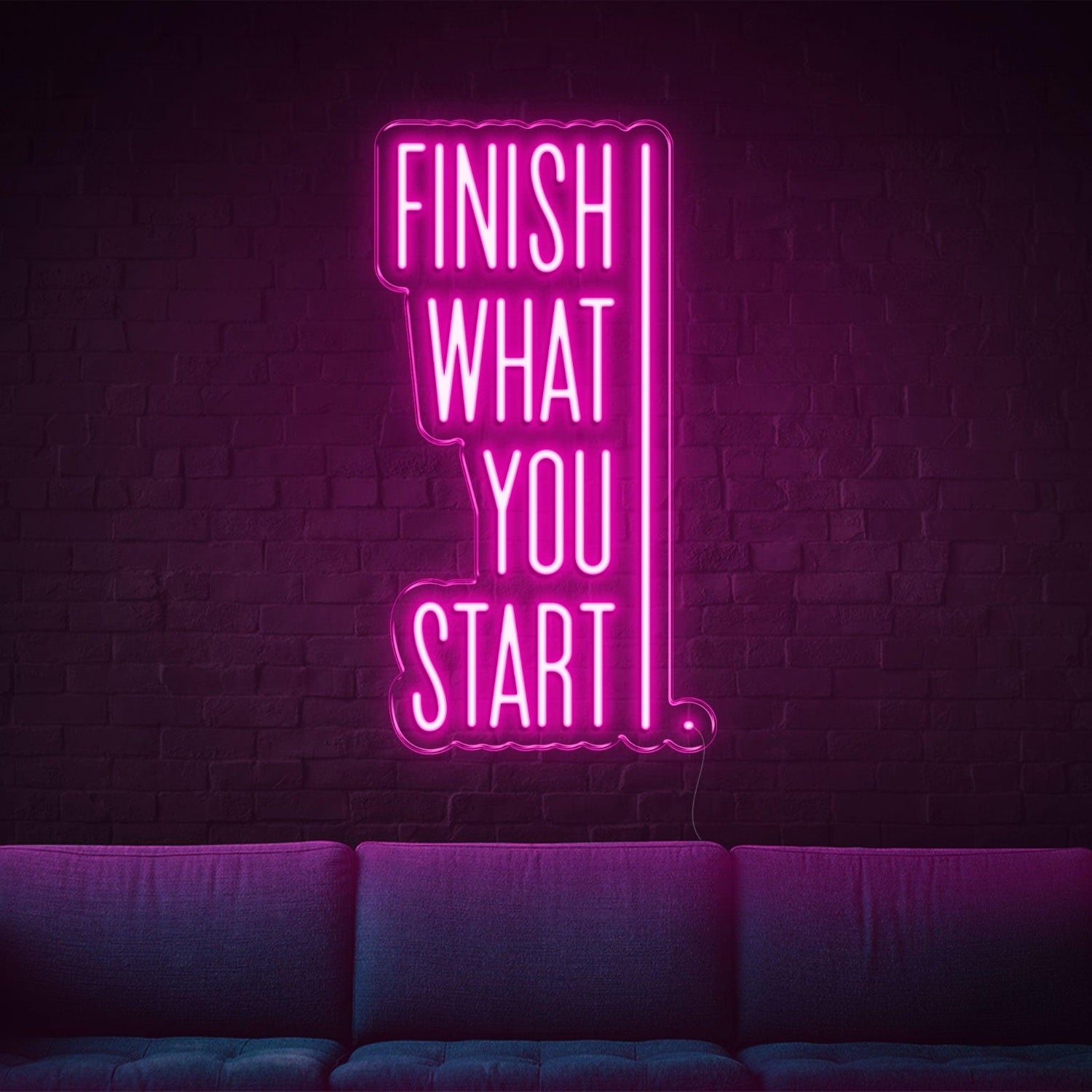 Finish What You Start Blue-White Led Neon Sign For Modern Indoor Decor | Shineneon