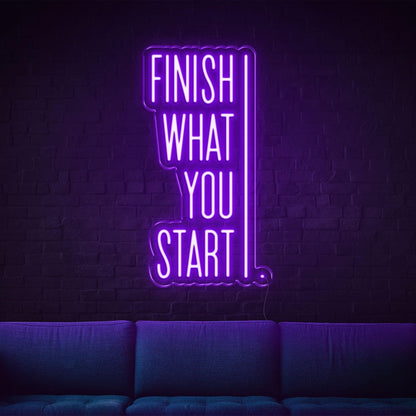 Finish What You Start Blue-White Led Neon Sign For Modern Indoor Decor | Shineneon