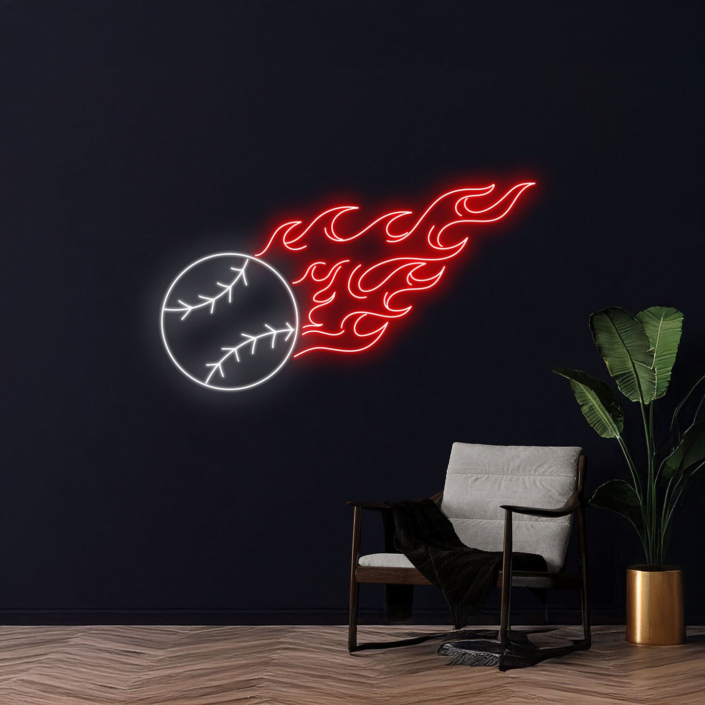 Fire Baseball Neon Light