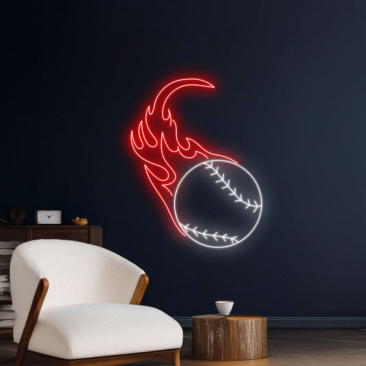 Fire Baseball Neon Light Flaming Base Ball Led Light