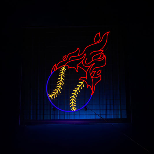 Fire Baseball Neon Light Fire Ball Led Sign