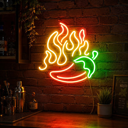 Fire BBQ Pepper Neon Sign LED Neon Sign real lifestyle scene