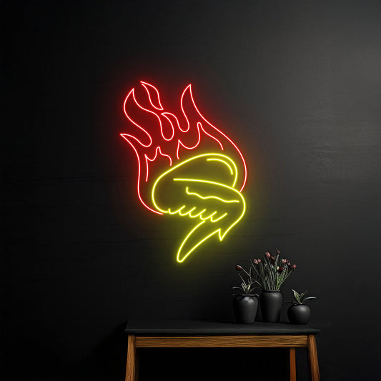 Fire Chicken Wing Neon Sign