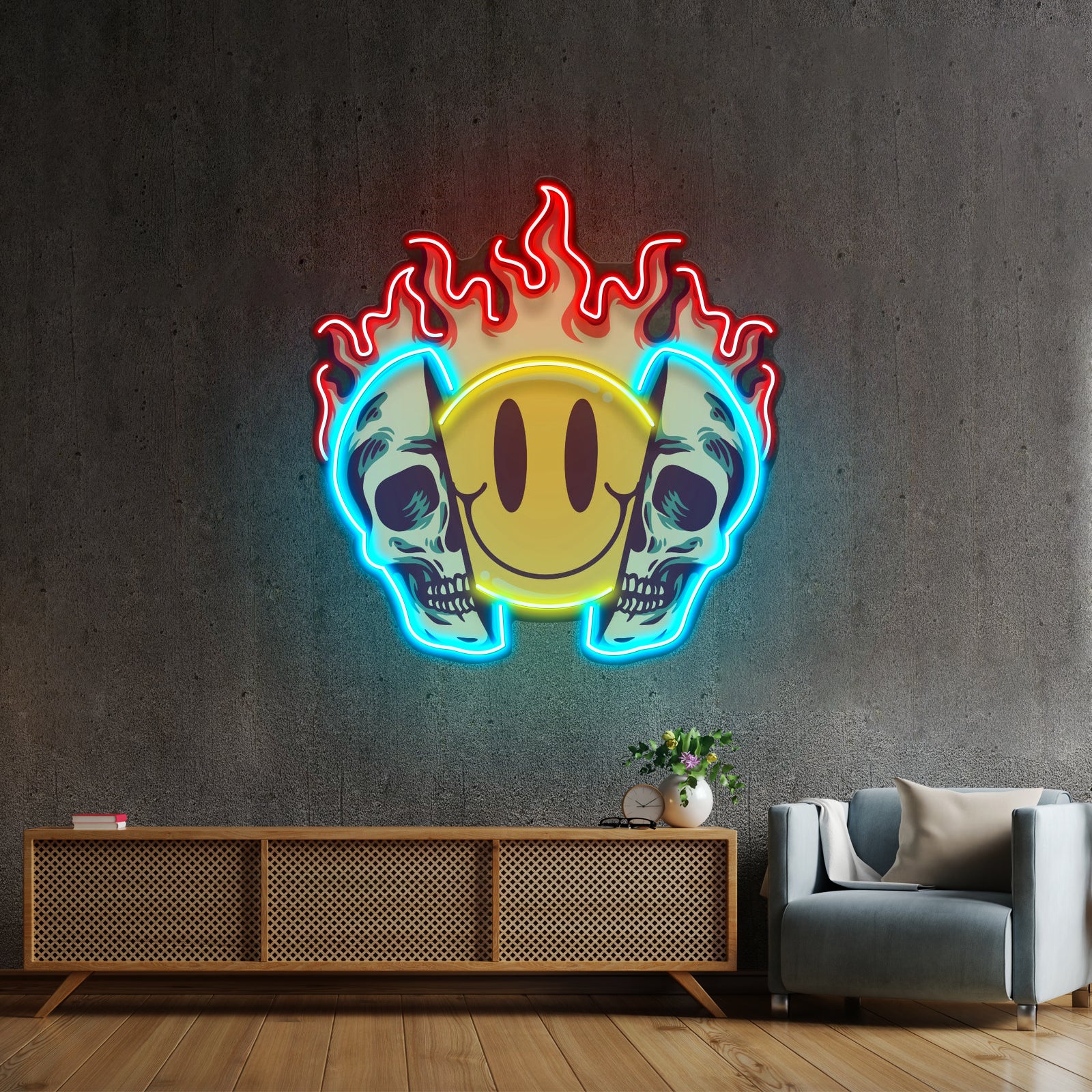 Fire Emoji Skull Led Neon Sign Light Custom Led Signs