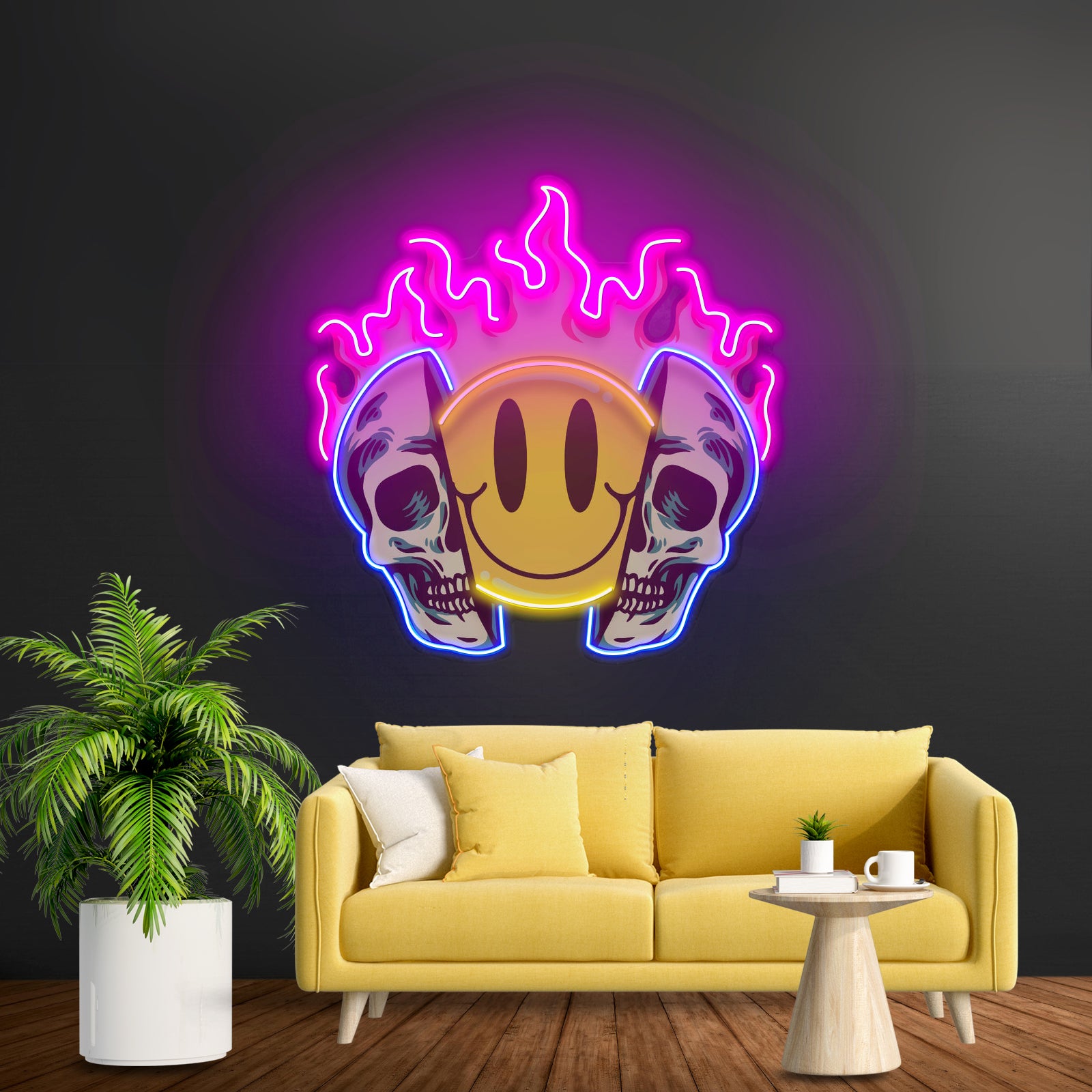 Fire Emoji Skull Led Neon Sign Light Custom Led Signs