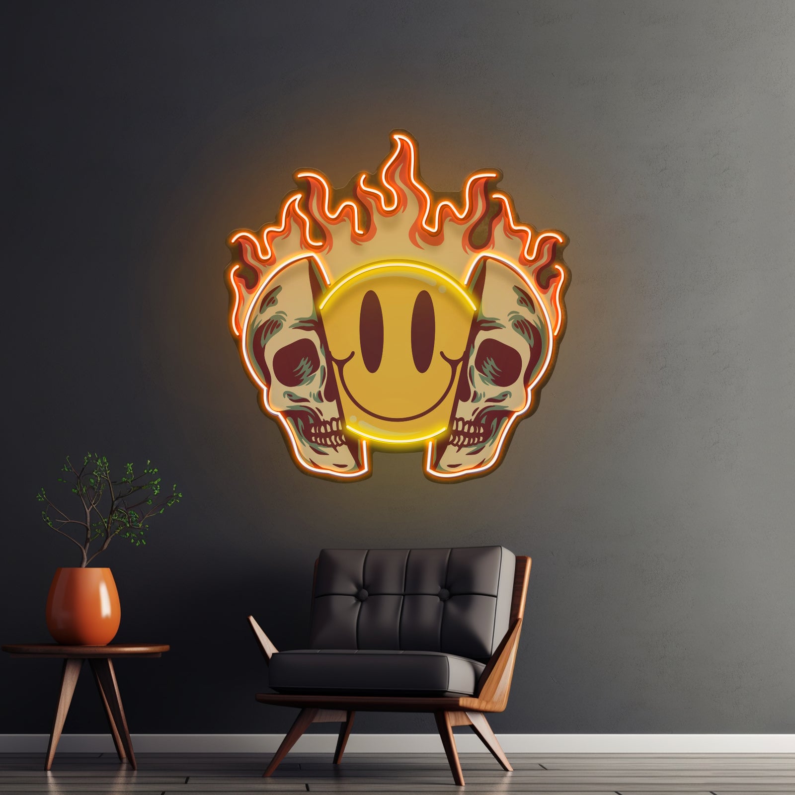 Fire Emoji Skull Led Neon Sign Light Custom Led Signs