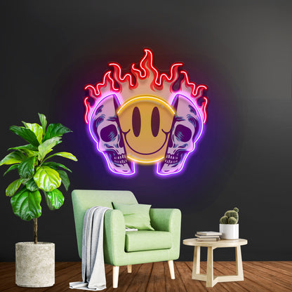 Fire Emoji Skull Led Neon Sign Light Custom Led Signs