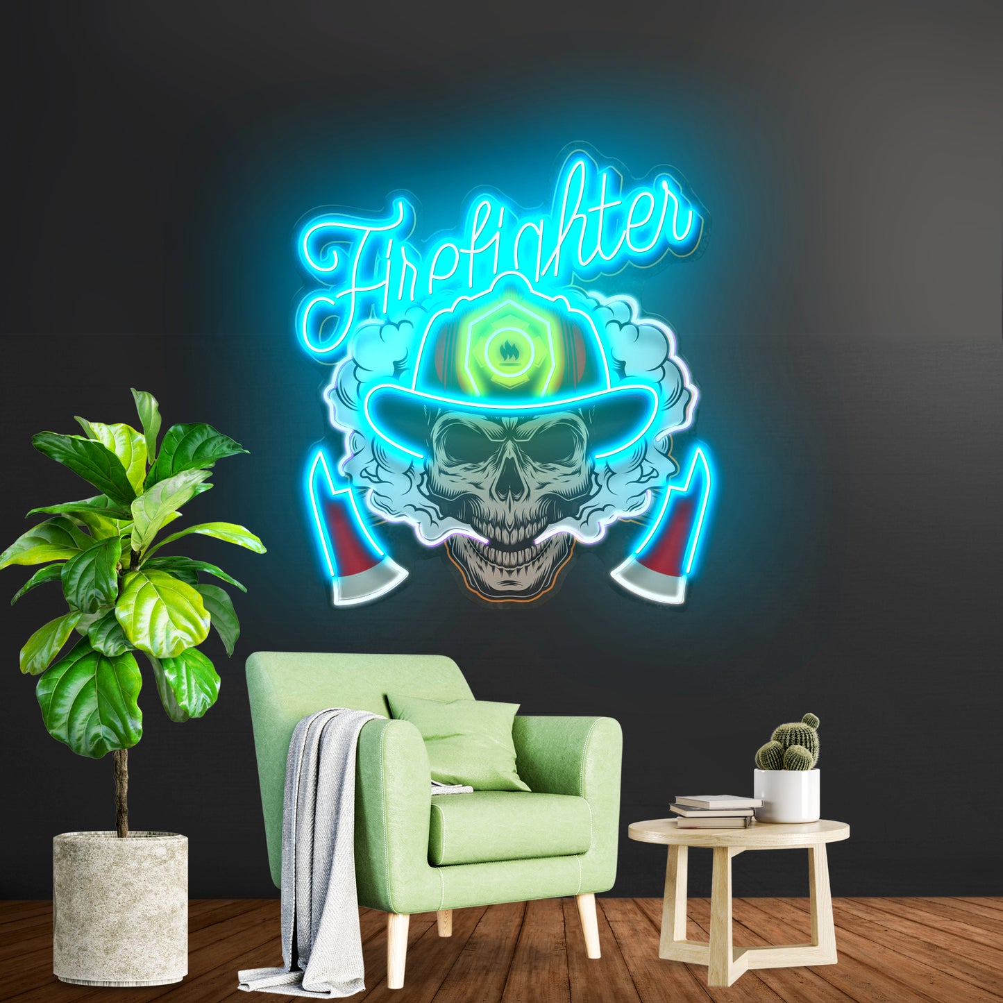 Fire Fight Skull Led Neon Sign Light Custom Led Signs