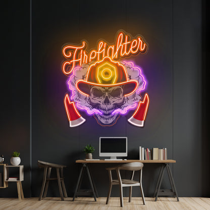 Fire Fight Skull Led Neon Sign Light Custom Led Signs