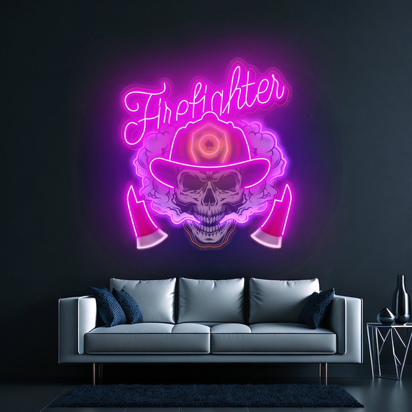 Fire Fight Skull Led Neon Sign Light Custom Led Signs