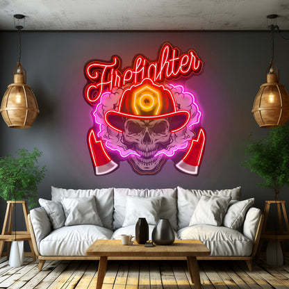 Fire Fight Skull Led Neon Sign Light Custom Led Signs