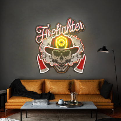 Fire Fight Skull Led Neon Sign Light Custom Led Signs