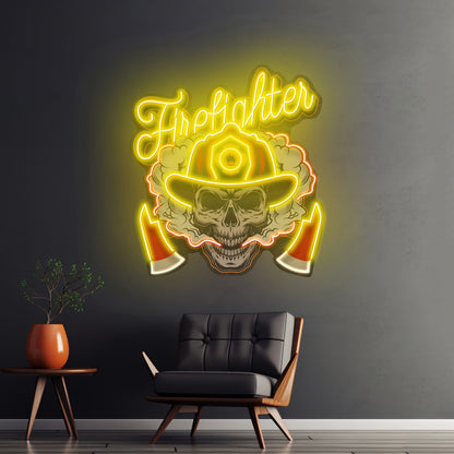 Fire Fight Skull Led Neon Sign Light Custom Led Signs