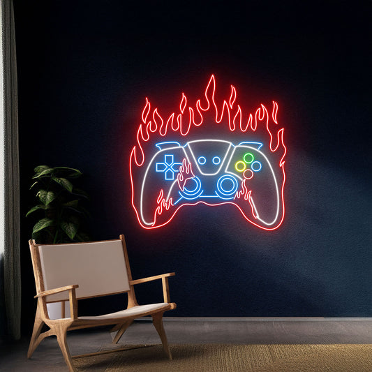 Fire Game Controller Neon Sign