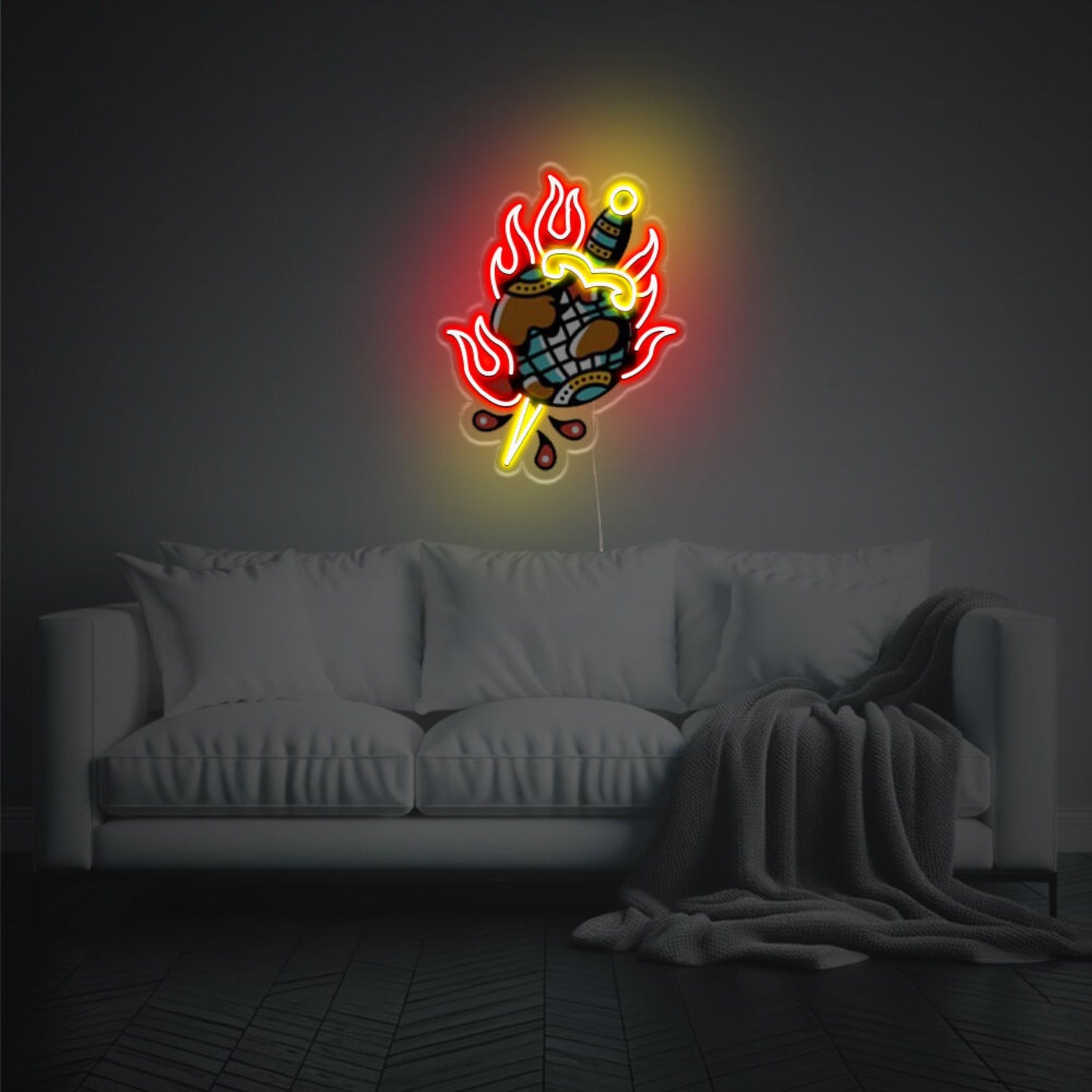 Fire Globe With Knife Led Neon Acrylic Artwork | Shineneon