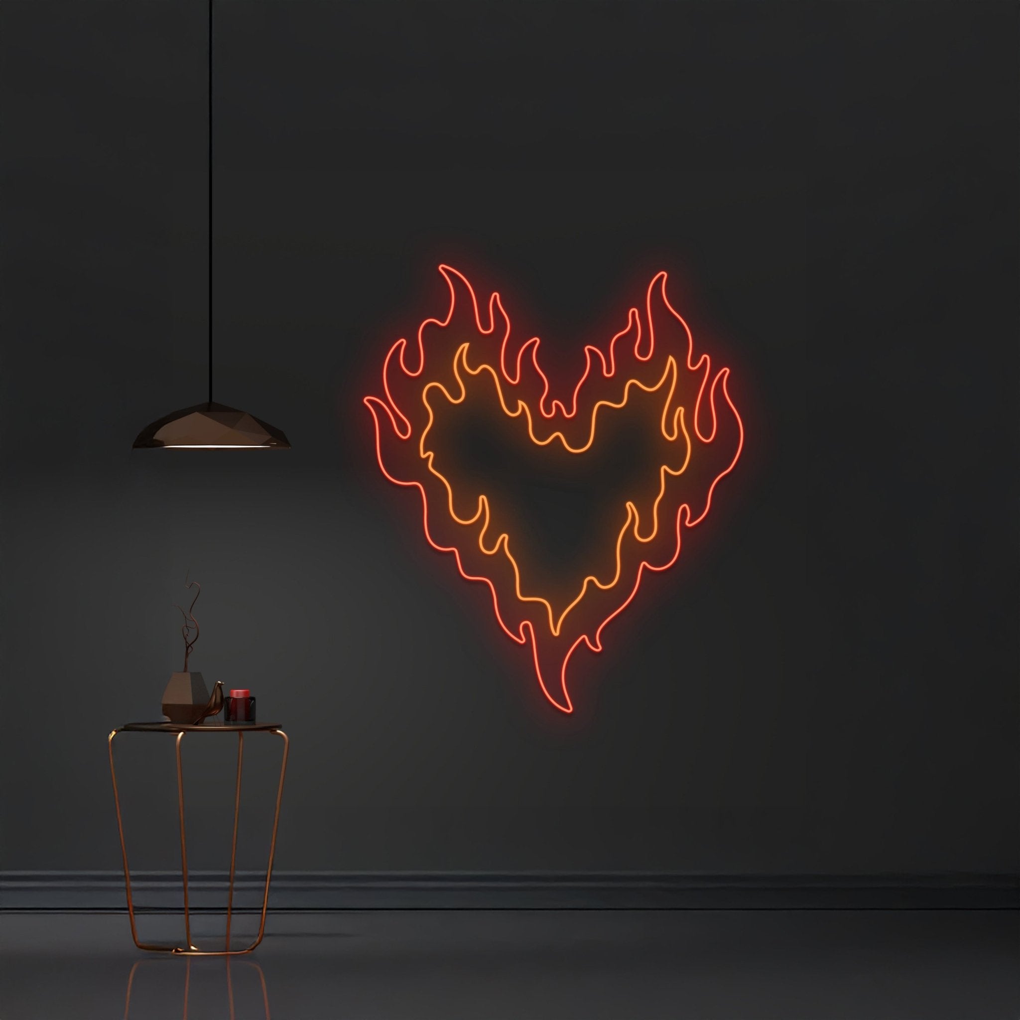 Fire Heart Neon Sign Business Bar Pub Light - Shineneon