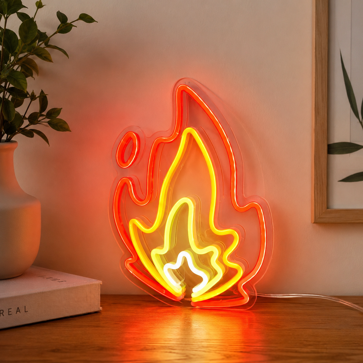 Fire LED Neon Sign Flame Neon Wall Art Aesthetic Room Decor Wall main product image
