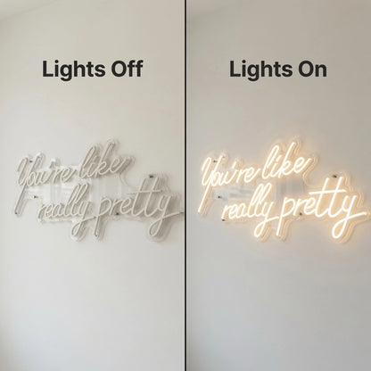 Fire Like Really Pretty Business LED Neon Sign - 06 Day Night Comparison