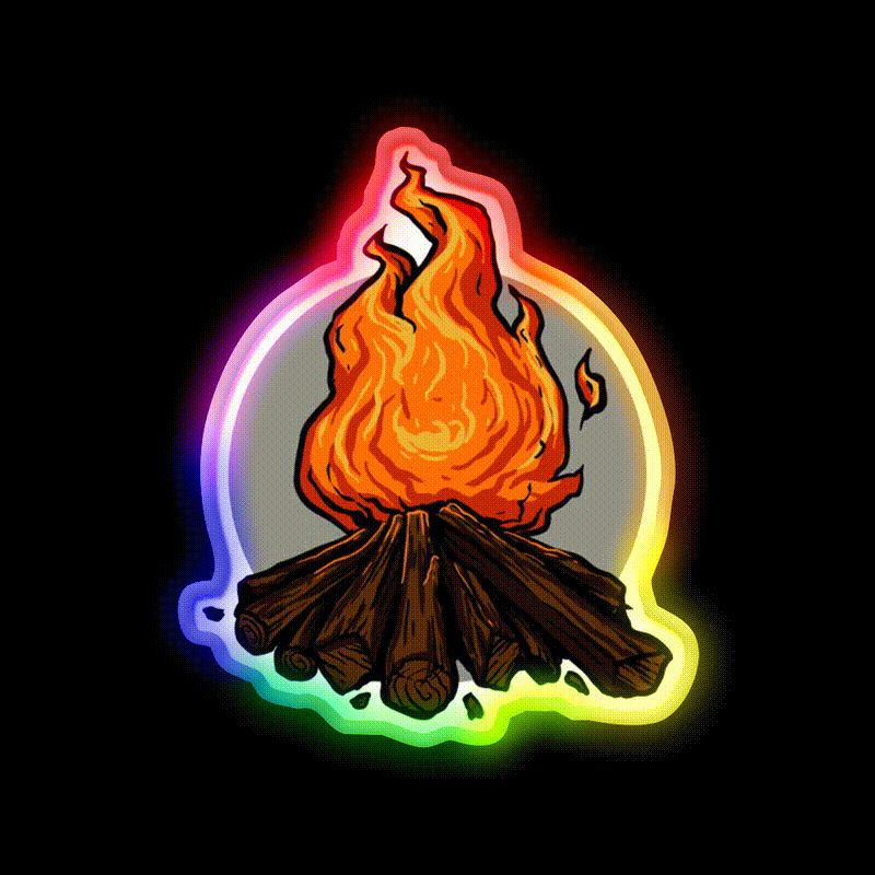 Fire Pit Hemp Inspired Green Leaf Led Neon Sign Rgb Color - LED neon sign close-up detail