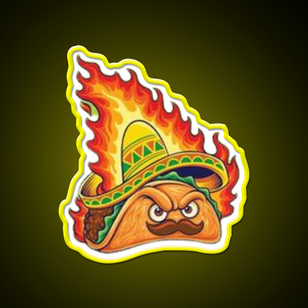 Fire Taco Led Neon Sign Mexican Food Sign Rgb Color - Custom LED neon sign front view