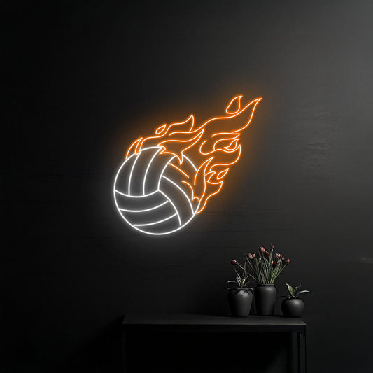 Fire Volleyball Neon Sign