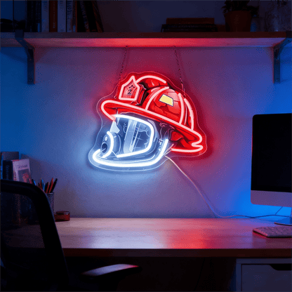 Firefighter Helmet Design USB Led Neon Sign - Shineneon