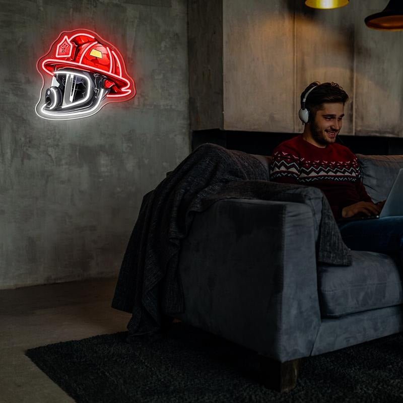Firefighter Helmet Design USB Led Neon Sign - Shineneon