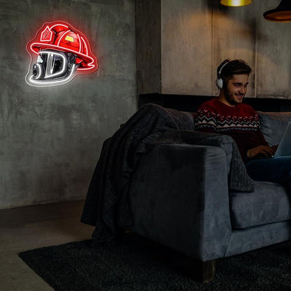 Firefighter Helmet Design USB Led Neon Sign