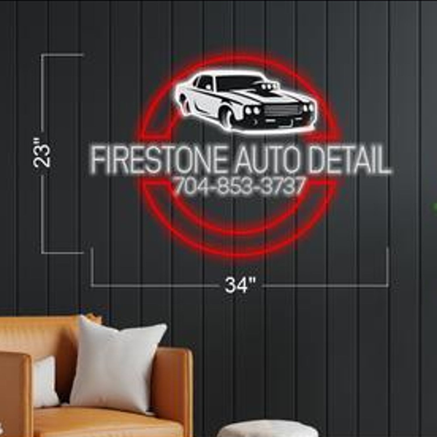 Firestone Auto Detail Red And White Retro Car Led Neon Sign For Auto Shop Decor | Shineneon