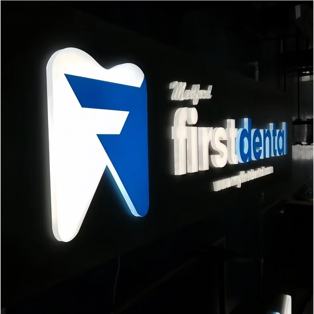 First Dental 3D Frontlit And Backlit Channel Letter Led Light Sign - Shineneon