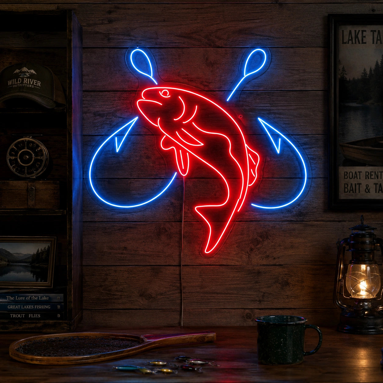 Fish And Hooks Neon Sign LED Neon Sign real lifestyle scene