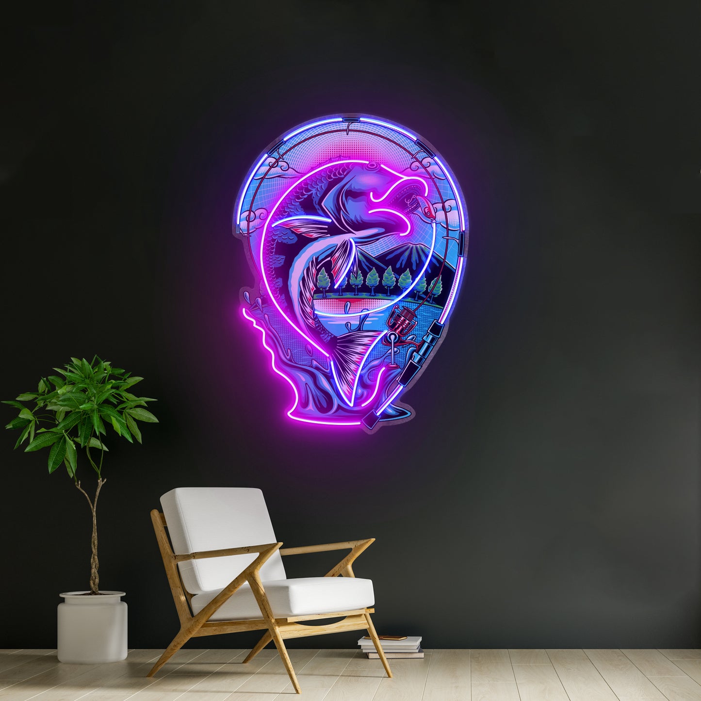 Fish Being Fished Led Neon Sign Light Custom Led Signs