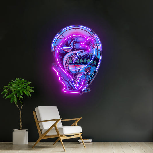 Fish Being Fished Led Neon Sign Light Custom Led Signs