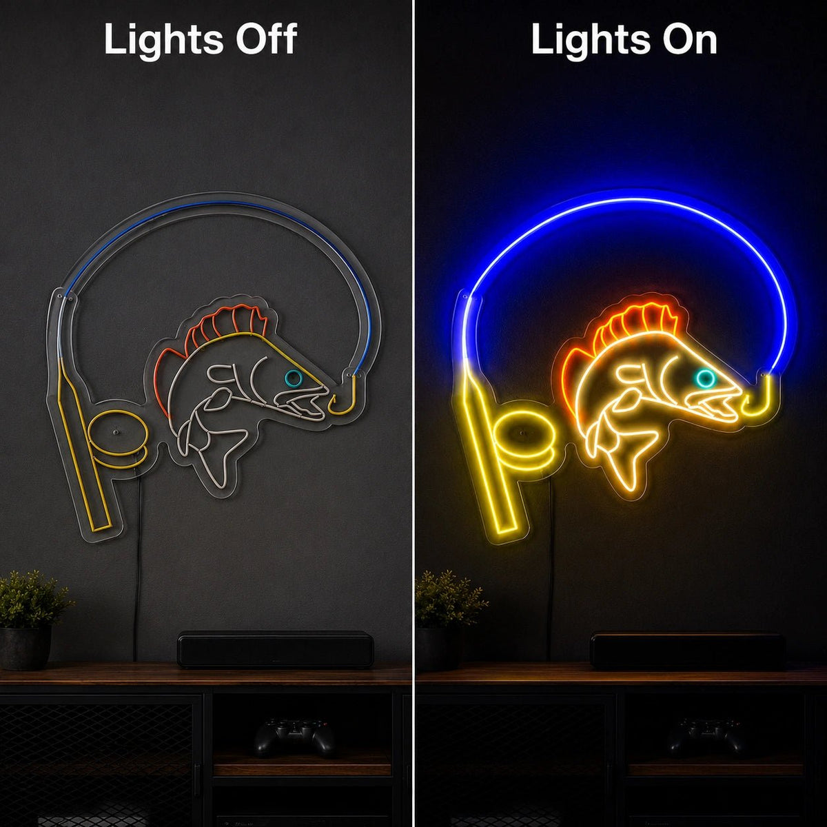 Fish Hook And Rod LED Neon Sign - Shineneon