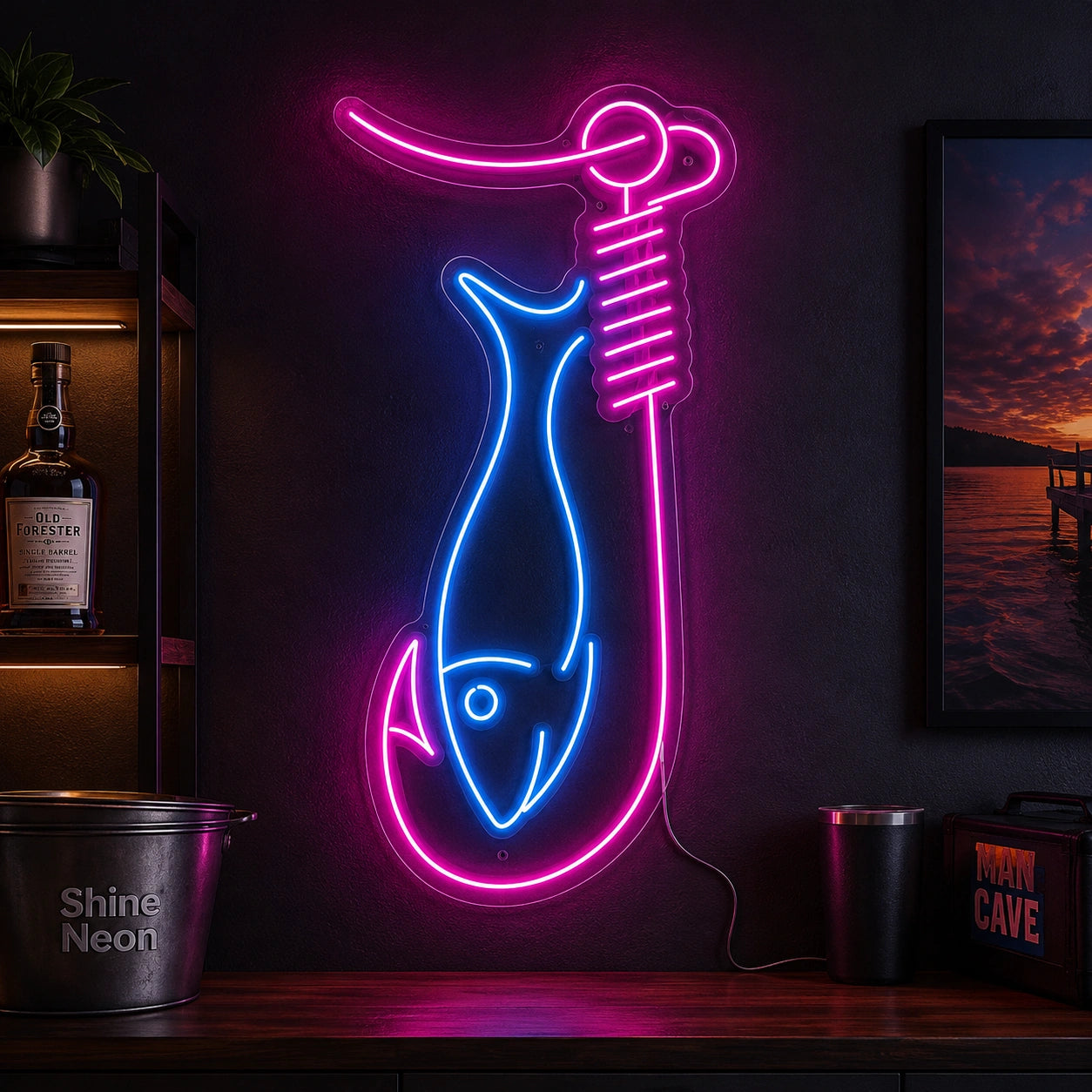Fish Hook Neon Sign Wall Art LED Neon Sign high-converting product image