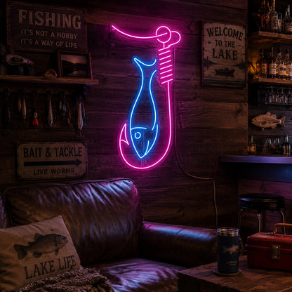 Fish Hook Neon Sign Wall Art LED Neon Sign real lifestyle scene