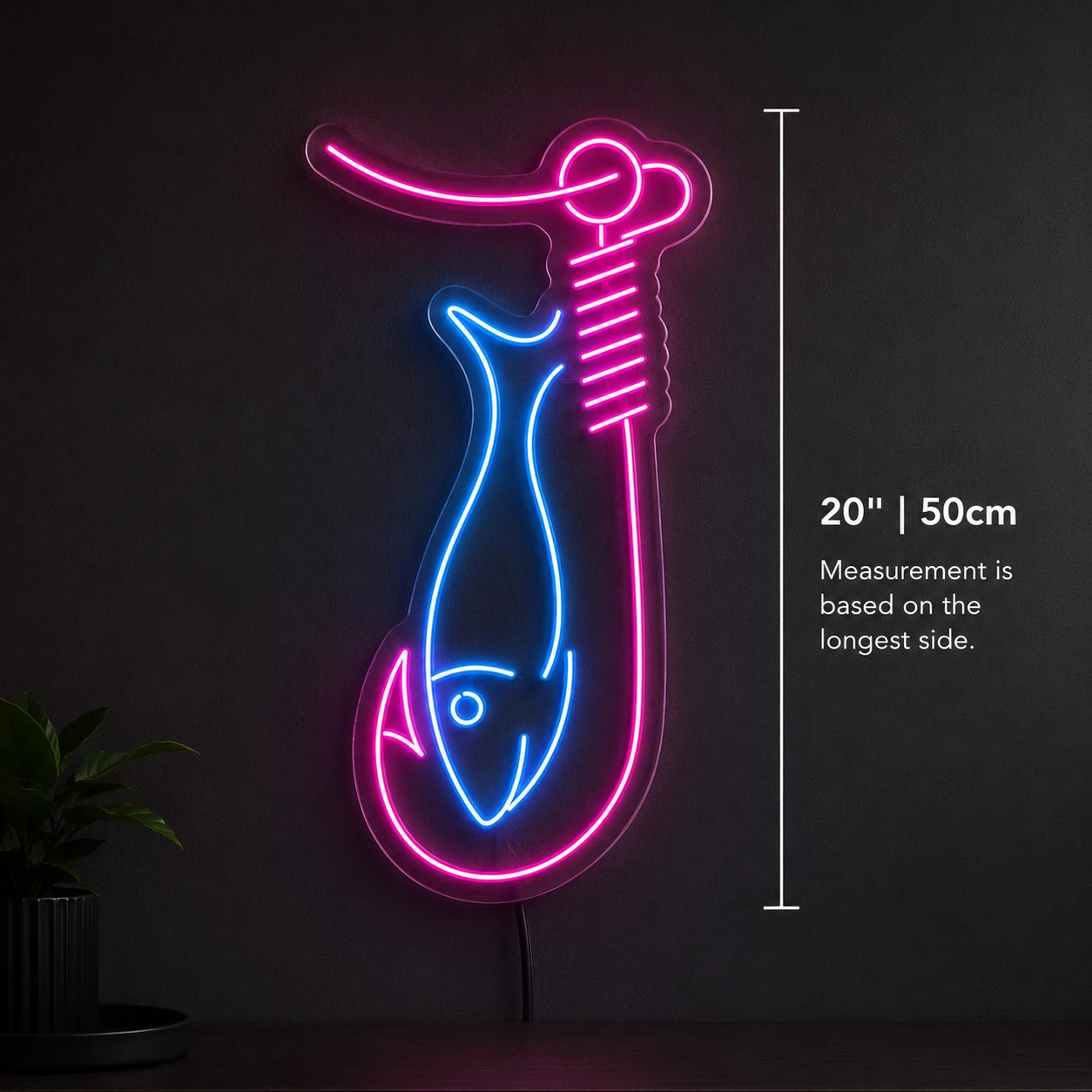 Fish Hook Neon Sign Wall Art LED Neon Sign size image